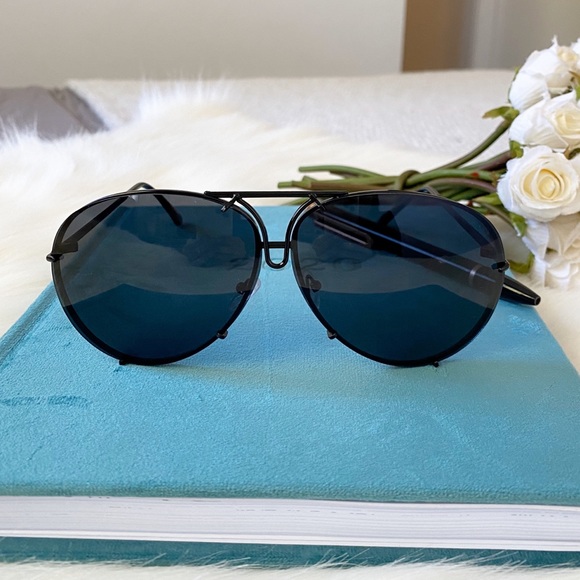 Aviator Sunglasses Black Lens w/ Black Frame - Picture 3 of 6